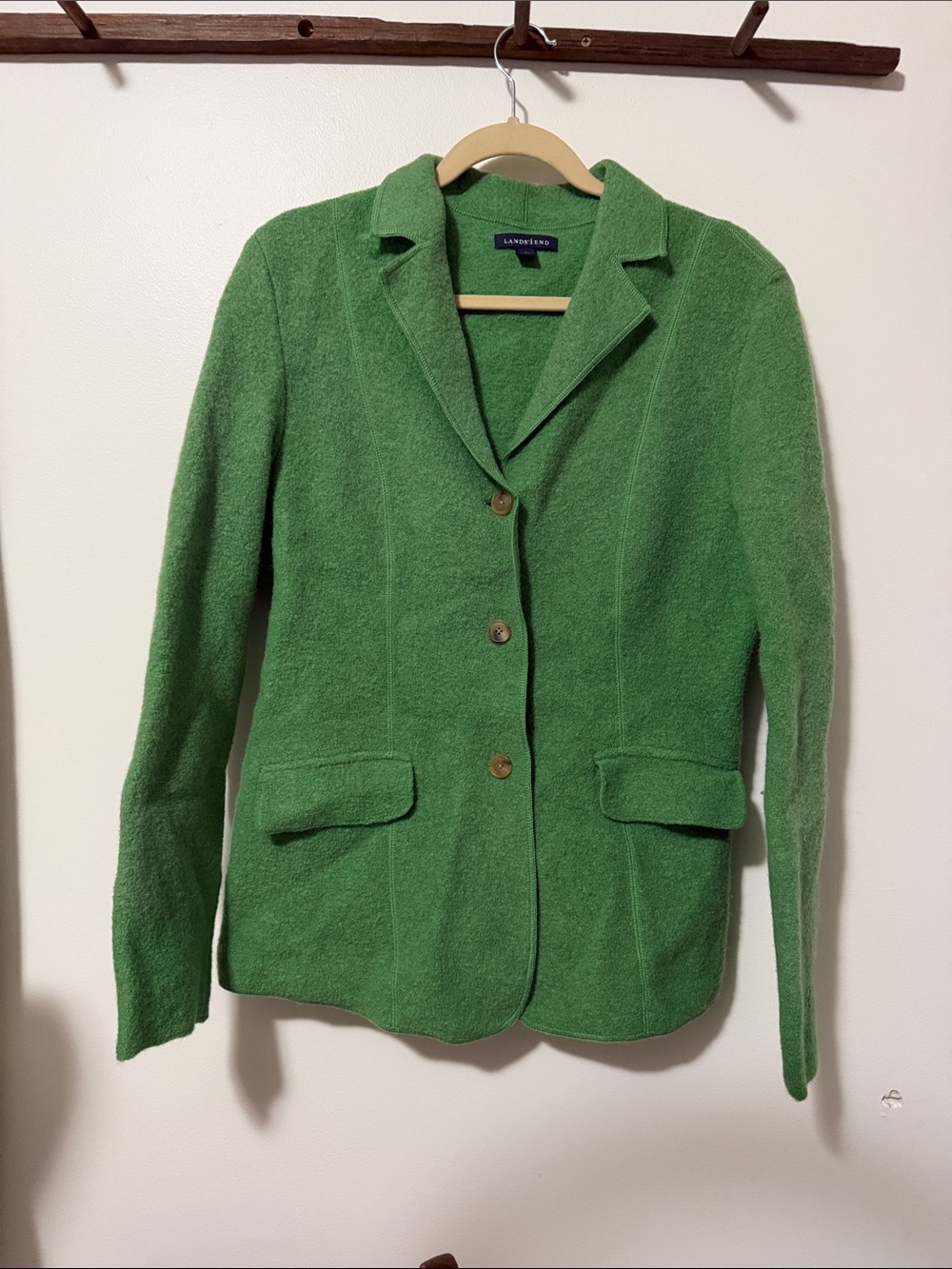 Lands' End Bright Green Wool-Blend Blazer Jacket